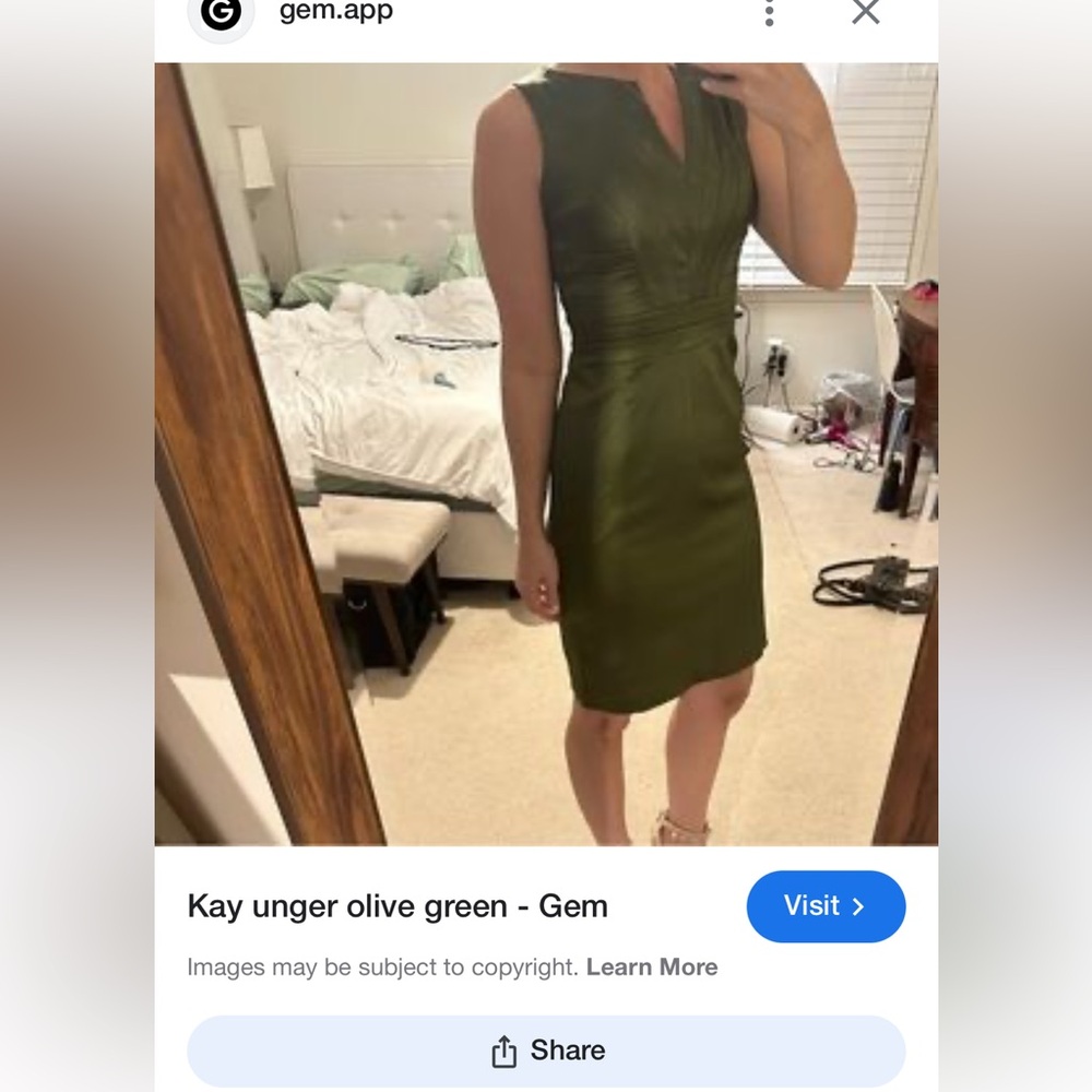 Kay Unger Olive Green Sheath Dress